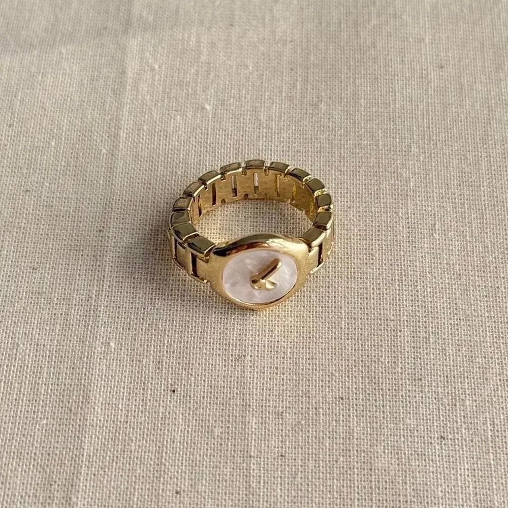y2k 2000s gold clock watch ring
